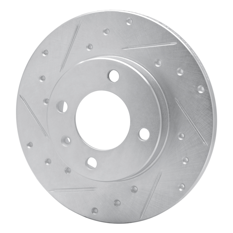 Audi 4000 Brake Rotor (1) - Front Left - R1 Concepts - Drilled & Slotted - Silver - `73-`05